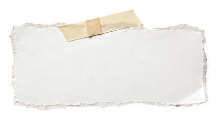 Obraz premium Roughly torn paper piece with adhesive tape isolated white paper sheet with tape isolated on transparent background