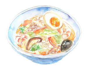 太平燕の水彩イラスト 　春雨スープ料理