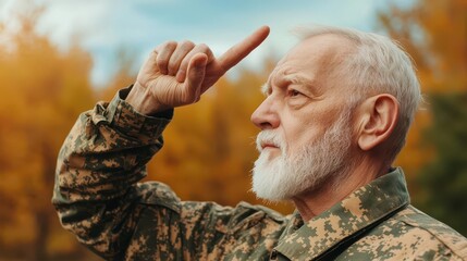 Elderly veteran saluting, emotional tribute to fellow soldiers