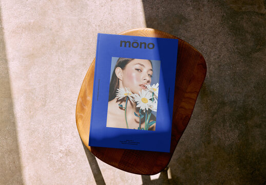 Mockup Of Customizable Magazine Cover On Stool
