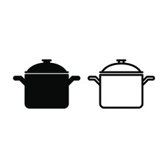 cooking pot food icon vector design concept silhouette and outline template