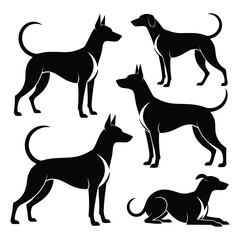 Black Dog Silhouettes A Collection of Canine Poses in Vector Art