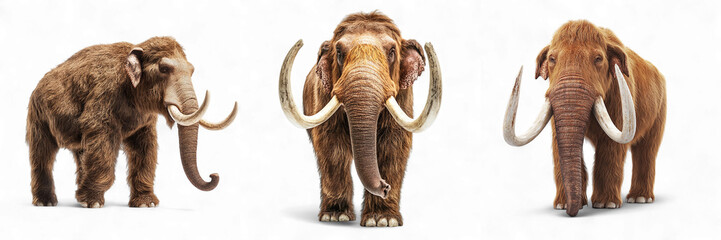 Obraz premium Set of mammoths isolated on transparent background PNG