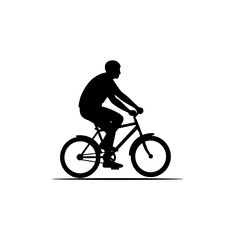 Fototapeta premium Silhouette of a man riding a bicycle in profile view 