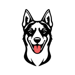 Dog head illustration, pet face drawing, canine logo design, loyal dog emblem, domestic animal symbol