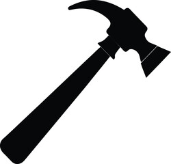 Minimalist black silhouette of a hammer symbolizing construction and craftsmanship