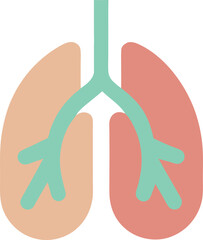 Pastel Human Lungs Graphic – Minimal Flat Medical Symbol