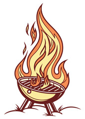 Fire Flame with Line Art Effect