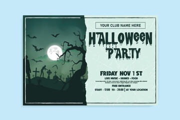 Halloween spooky party invitation card design