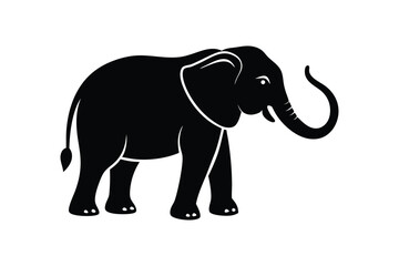 Silhouette art illustration of a standing elephant.eps