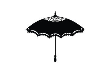 Silhouette art illustration of an elegant Victorian lace parasol umbrella.eps