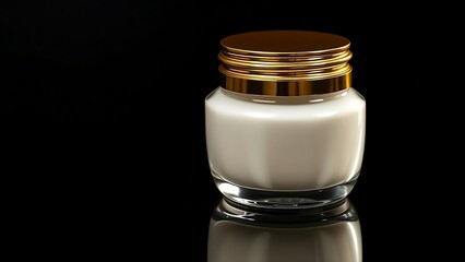 Cream Jar Mockup with Metallic Gold Lid