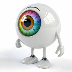 A lively 3D cartoon-style eye with a bold, exaggerated design and playful expression, ideal for whimsical characters, icons, or educational visuals.
