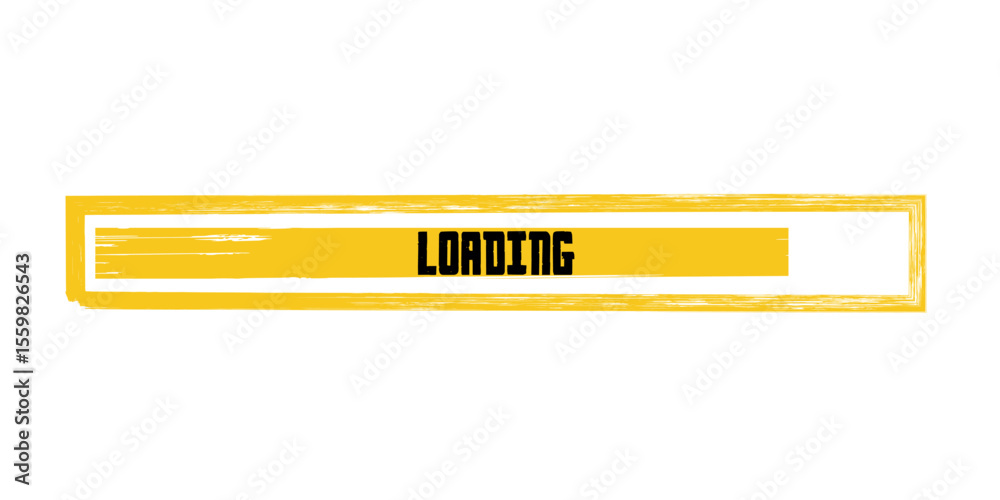 Fototapete Grunge Loading Bar Vector, Yellow Progress Indicator with Distressed Texture, Black Loading Text, Isolated on White Background, Website Interface Element, Game UI, Download Status Icon