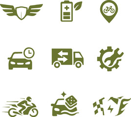 "Mobility Grid – A Silhouette Icon Set of Transport, Energy, and Modern Motion"