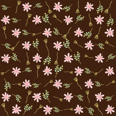 Tropical seamless pattern featuring hibiscus blooms and monstera foliage. Ideal for textile prints, wallpapers, wrapping paper,