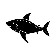 Fototapeta premium Simple Black and White Shark Illustration with Dotted Pattern on White Background