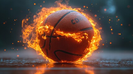 Burning basketball creates dynamic and powerful sports imagery concept