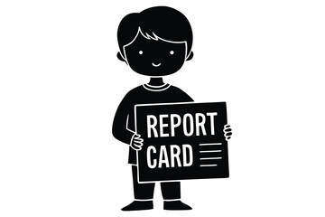 kid holding report card smooth vector icon