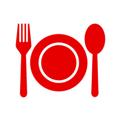 Plate Fork and Knife for decoration restoran menu in simple linear style. sign or banner cafe. Editable stroke.