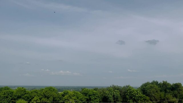 Wide Video Capturing Mountain and Small Hilltop Gopuram.