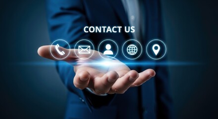 Contact us communication business support service customer care helpdesk information assistance connect hand