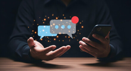 Message notification chat bubble social media communication smartphone digital marketing technology trend