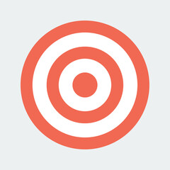 Target symbol isolated on grey. Red and white circles