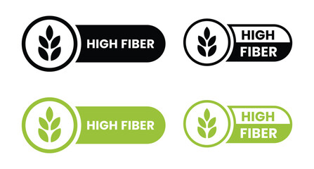 High fiber icon or High fiber label vector isolated in flat style. High fiber icon for product packaging design element. High fiber label for packaging design element.