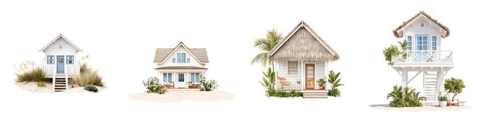 Watercolor Coastal Homes Illustration