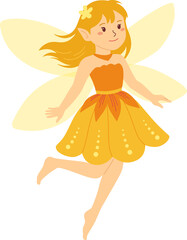 Golden Fairy Girl Flying

