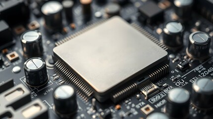 Modern cpu processing unit connecting to motherboard close-up
