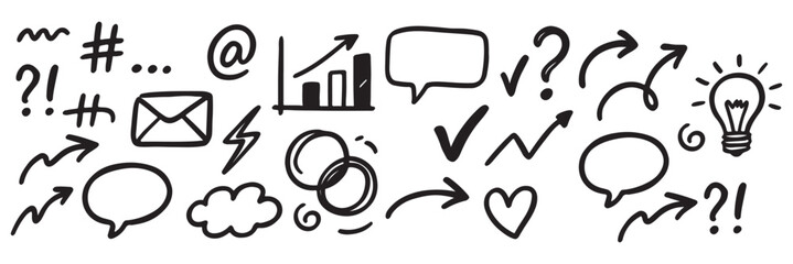 Hand drawn doodles vector, hand drawn sketch line style elements