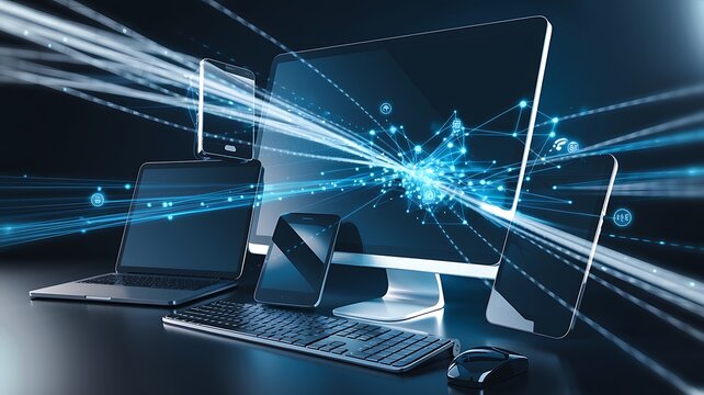 Futuristic digital network connecting devices technology