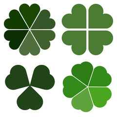 Beautiful green clover, four leaf clover, three leaf clover, beautiful and cute patterns for making fabric patterns, three leaves, gradient color, light green