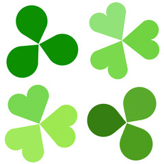 Beautiful green clover, four leaf clover, three leaf clover, beautiful and cute patterns for making fabric patterns, three leaves, gradient color, light green