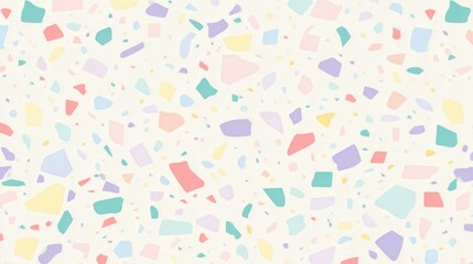 Pastel terrazzo texture with multicolored fragments provides a delightful abstract background, suitable for stylish designs and creative projects.