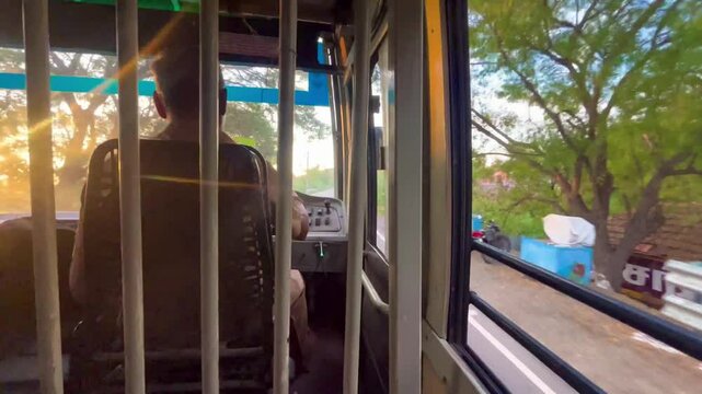Fast City Ride With Bus Driver Racing Through Highway