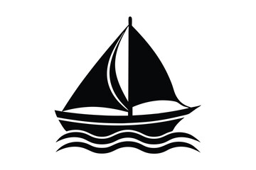 sailboat on water vector icon