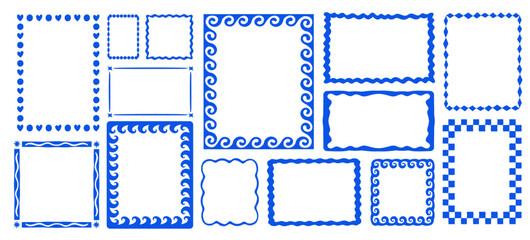 Vector set of hand drawn cut out style frames and borders - abstract design elements for decoration or logo design templates, prints, placards