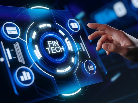 Futuristic financial technology interface fintech finance - Powered by Adobe
