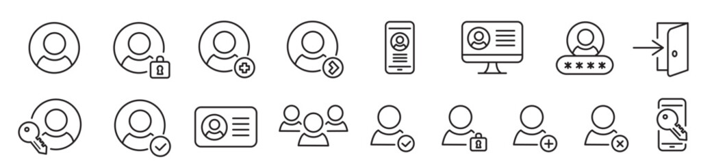 User account icon set. Avatar icons collection. Editable vector icon illustration.