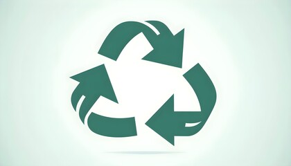 Obraz premium Classic three-arrow recycling loop drawn in flat vector illustration style on soft white background for green living concepts