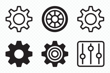 clean line art vector of cogwheels and settings controls for ui ux designers and technology development