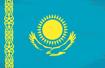 kazakhstan flag with paint strokes