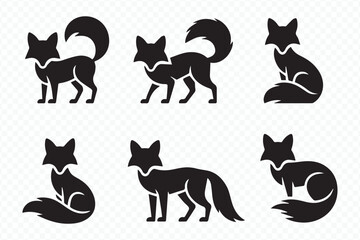 Fototapeta premium minimalist fox vector silhouettes set for logos, branding, and modern design projects