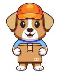 キュートな犬の配達員のイラスト
