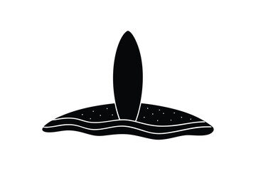surfboard on sand vector icon