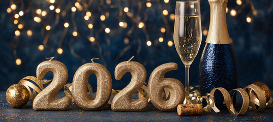 Sparkling 2026 Happy New Year Text – Festive Celebration and Future Goals Concept