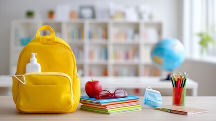 Back to School Yellow Backpack, Supplies & Essentials